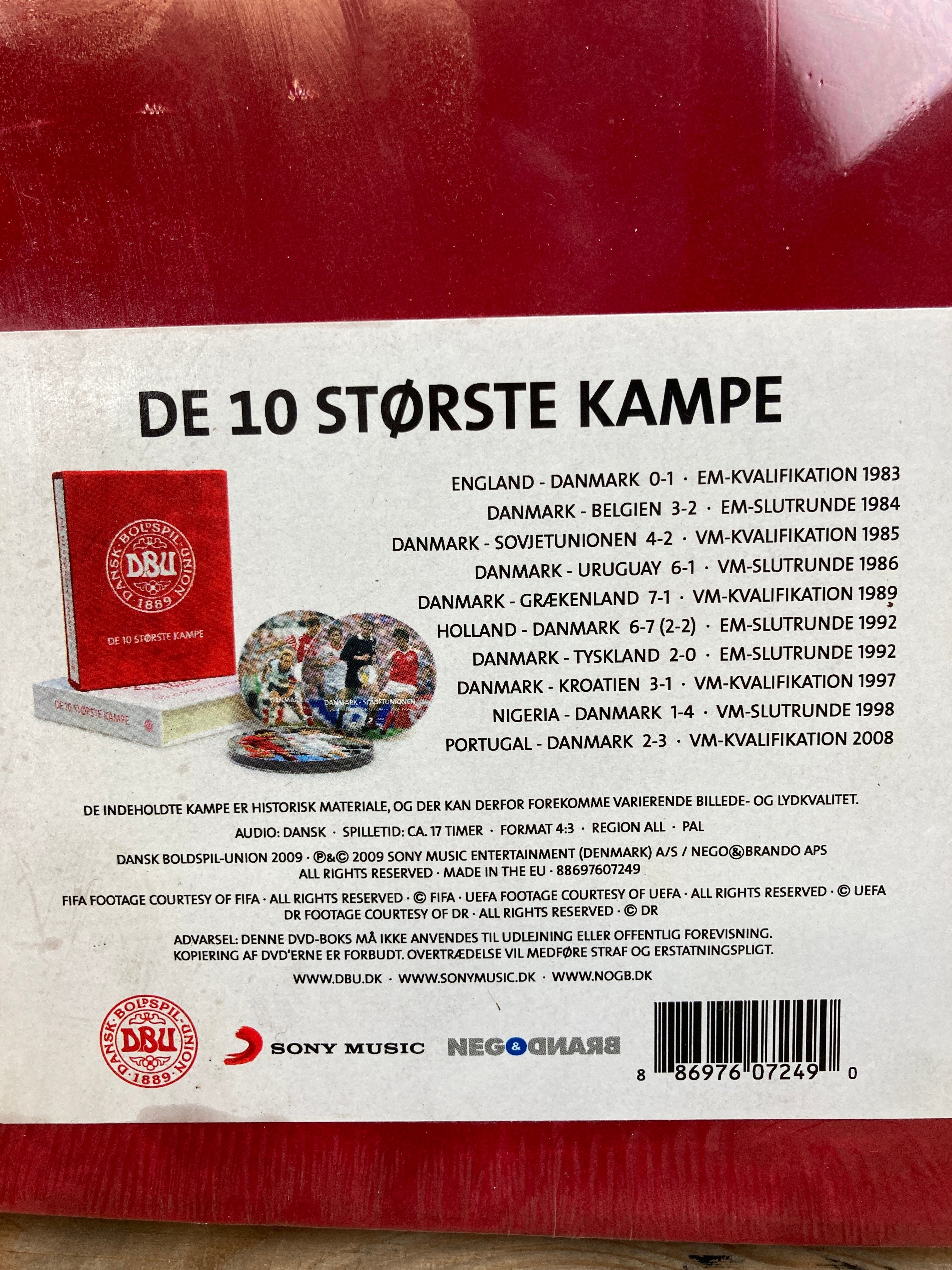 Dansk boldspil, De 10 største kampe, uåbnet dvd-boks